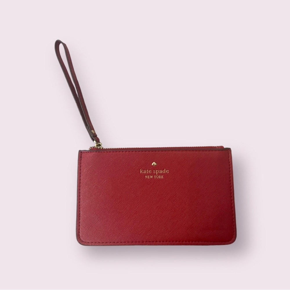 Kate Spade ♠️ New York Red and Gold hand wallet.